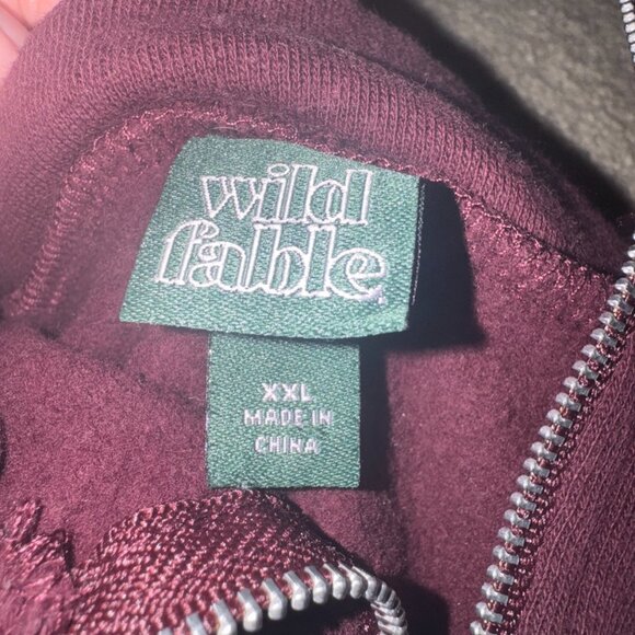 Wild Fable Burgundy Colorblock Quarter Zip Cropped Pullover | Size XXL - Picture 2 of 3